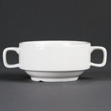Olympia Whiteware Suppenschüsseln mit Griffen 400 ml (6 Stück) – ofen-, mikrowellen-, gefrier- und spülmaschinenfest C239