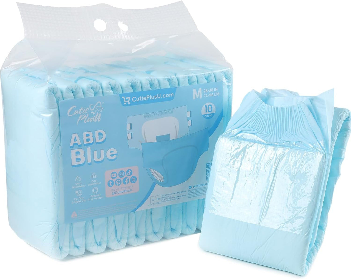 CutiePlusU Windeln für Erwachsene, 10er-Pack Einweg-Inkontinenzhöschen mit Schlaufen für Damen und Herren, maximale Saugfähigkeit über Nacht – Gelb (mittlere Größe 71–96 cm)