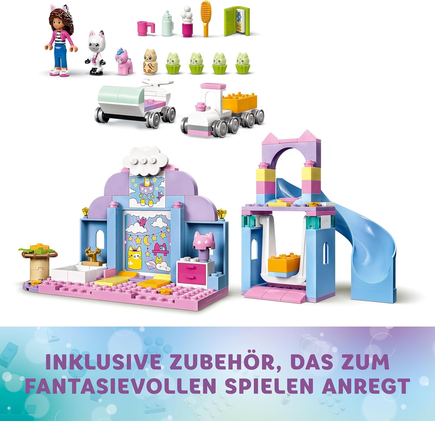 LEGO 4+ Gabbys Puppenhaus Gabbys kleine Kätzchenohren Rollenspieltier-Set Kinderspielzeug mit Rutsche und Figuren Geschenk für Mädchen und Jungen Kreatives Spielspielzeug 10796 Bausätze Beuche den LEGO-Store
