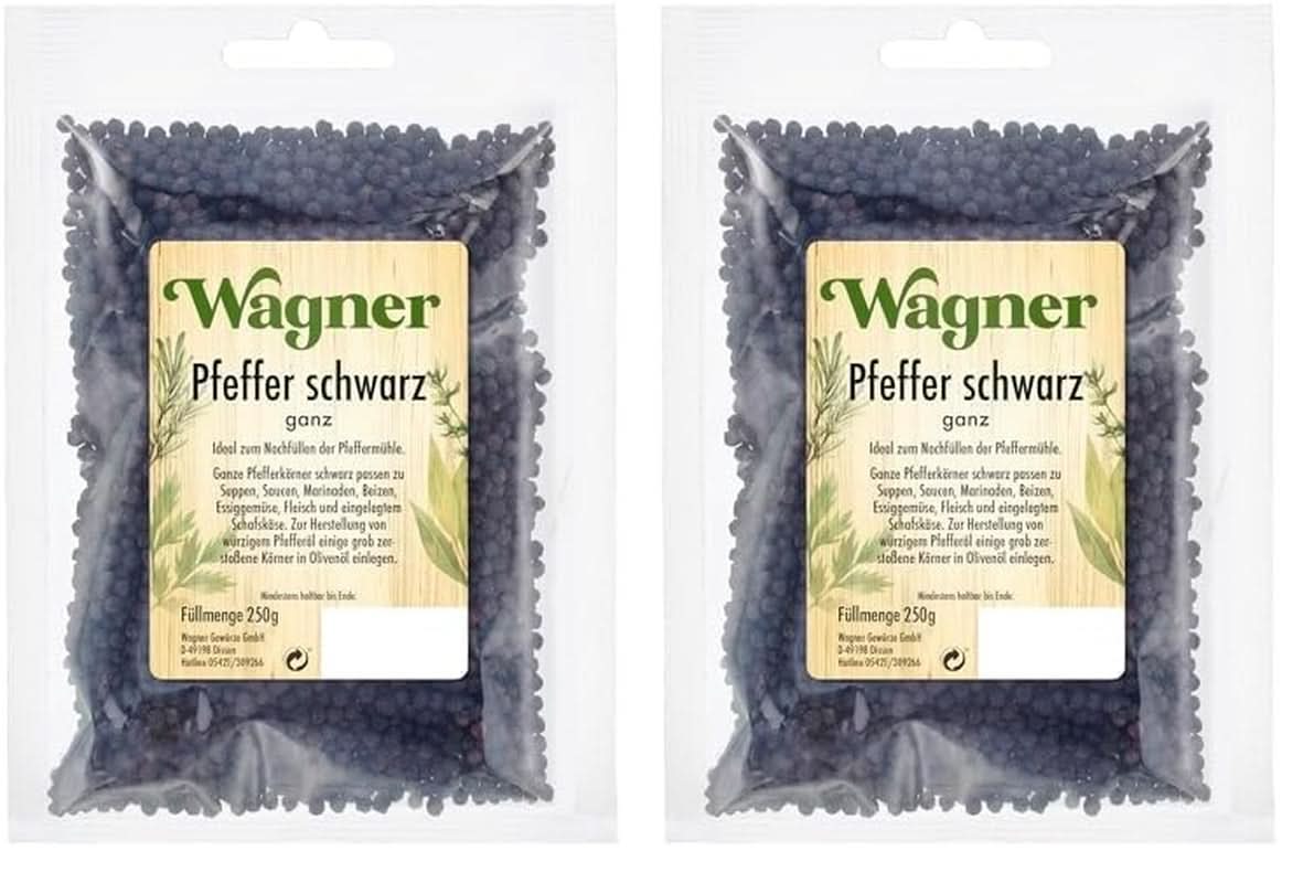 Ganzer schwarzer Pfeffer, 1 Packung (1 x 250 g) Naty Shop-Gewürze 2 x 250 g
