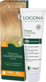 LOGONA Naturkosmetik Pflanzenhaarfarbe Creme 240 Nougatbraun, Naturfarbe für braunes Haar mit Henna, Färbecreme für Brauntöne, Coloration für dunkles Haar, 150ml Haarfarbe Naty Shop 200 Blond Kupfer