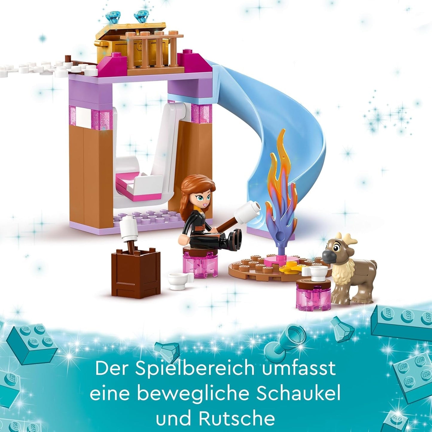 LEGO Disney Frozen Elsas Eispalast, Schloss der Eiskönigin, Prinzessin ELSA und Anna Puppenspielzeug, plus 2 Tierfiguren, tolles Geschenk für 4-jährige Mädchen und Jungen 43238 Bausets Besuchen Sie den LEGO-Store