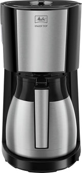 Melitta Enjoy Top Therm – Espressomaschine mit Filter und Thermokaraffe aus Edelstahl, für bis zu 10 Tassen Kaffee, Schwarz/Edelstahl