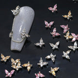 Mini Schmetterling Zirkon Nagel Schlüsselanhänger Y2K Weiß Champagner Rosa Strass Kristall Schmetterling Schlüsselanhänger Nägel 3D Schmetterling Nageldesign Schlüsselanhänger Schmetterling Nägel Dekoration Nail Art Schlüsselanhänger Nagelzubehör
