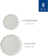 Villeroy & Boch Toy's Delight Royal Classic 8-teiliges Geschirrset, spülmaschinen- und mikrowellengeeignet, weiß, Teller, 4-Personen-Geschirrset, Weihnachtsgeschirr, Spielzeug, Premium-Porzellan