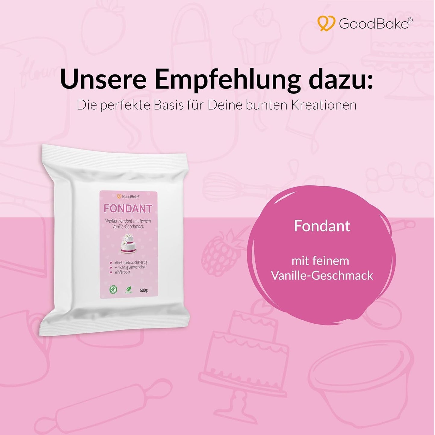 Pinke Lebensmittelfarbe von Goodbake (11 ml) – Intensive Lebensmittelfarbe – Sehr konzentrierte Farbe – Zum Färben von Kuchen, Fondant, Buttercreme, Getränken, Schleim und vielen anderen Gegenständen. 100 % vegan