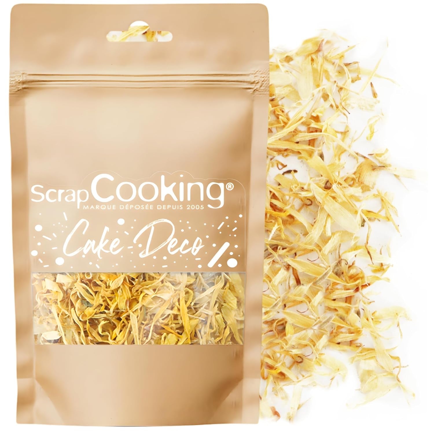 ScrapCooking – Getrocknete Ringelblumen 3,5 g – Essbare Blumen – Lebensmitteldekorationen zum Backen – Für Desserts, Kuchen, Torten, Muffins – Weihnachten, Frühling, Geburtstag – Goldgelb – 7471