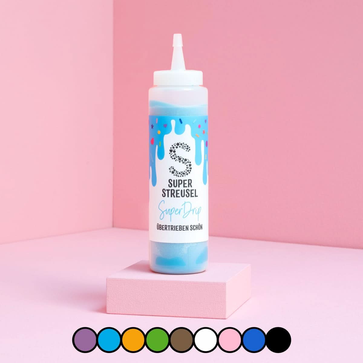 Super Drip Black Cake Glaze Cake Melts Schokolade 300 Gramm Glasuren und Dekor Naty Shop Blau