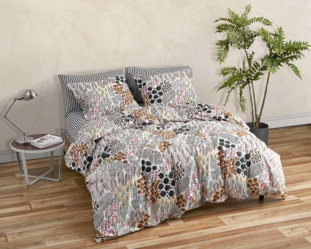 MARIMEKKO Queen-Bettwäsche-Set, Baumwollperkal-Bettwäsche mit passenden Kissenbezügen, ganzjährige Heimdekoration (Pieni Letto, mehrfarbig, Queen-Size-Bett) Naty Shop Bettdecken und Steppdecken