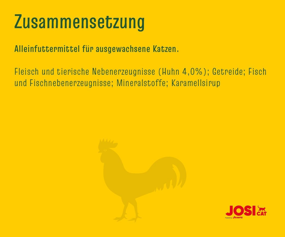 JosiCat Huhn in Sauce (12 x 415 g) | Erwachsener | Premium-Nassfutter für ausgewachsene Katzen | Huhn in Soße | Vitamin D3 und E | Unterstützt von JOSERA | Nassfutter für Katzen | Alleinfuttermittel | 12 Stück