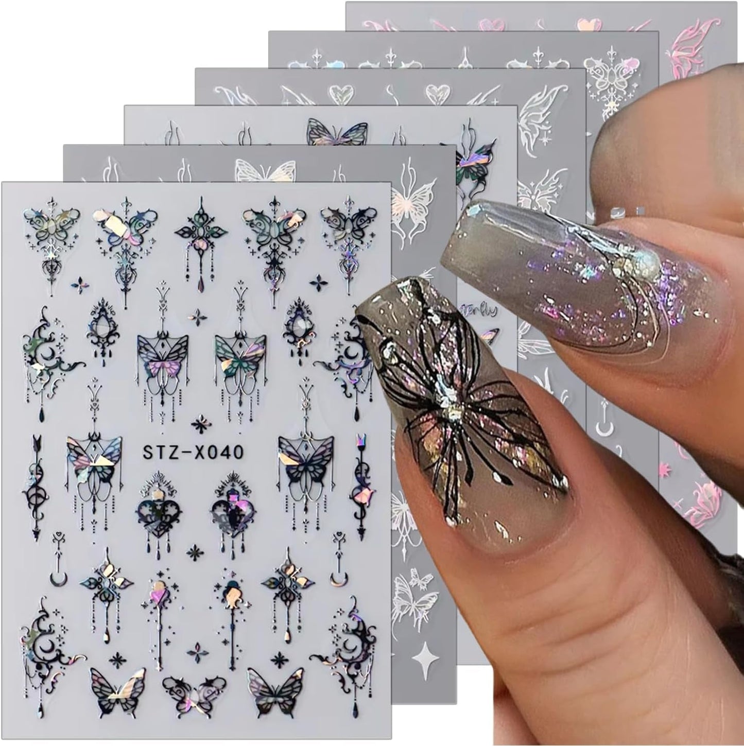 GZMAYUEN 12 Farben Französische Nagelaufkleber, 3D-Nagelaufkleber mit französischem Farbverlauf, selbstklebendes Nageldesign, Nagelzubehör