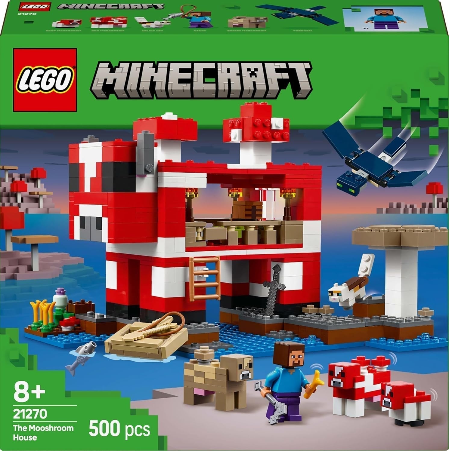 LEGO Minecraft Das Pilz-Kuhhaus, Videospiel-Bauspielzeug, Pilzland-Modell mit Minifiguren, Steve und anderen Charakteren, Spielset für Jungen und Mädchen ab 8 Jahren, 21270 Bausets. Beuche den LEGO-Store