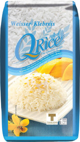 Q REIS | Weißer Klebreis Langkorn aus Thailand | Aromatisch mit klebriger Textur | Ideal für Currys, Sushi, Mochi oder Milchreis 1 x 1 kg