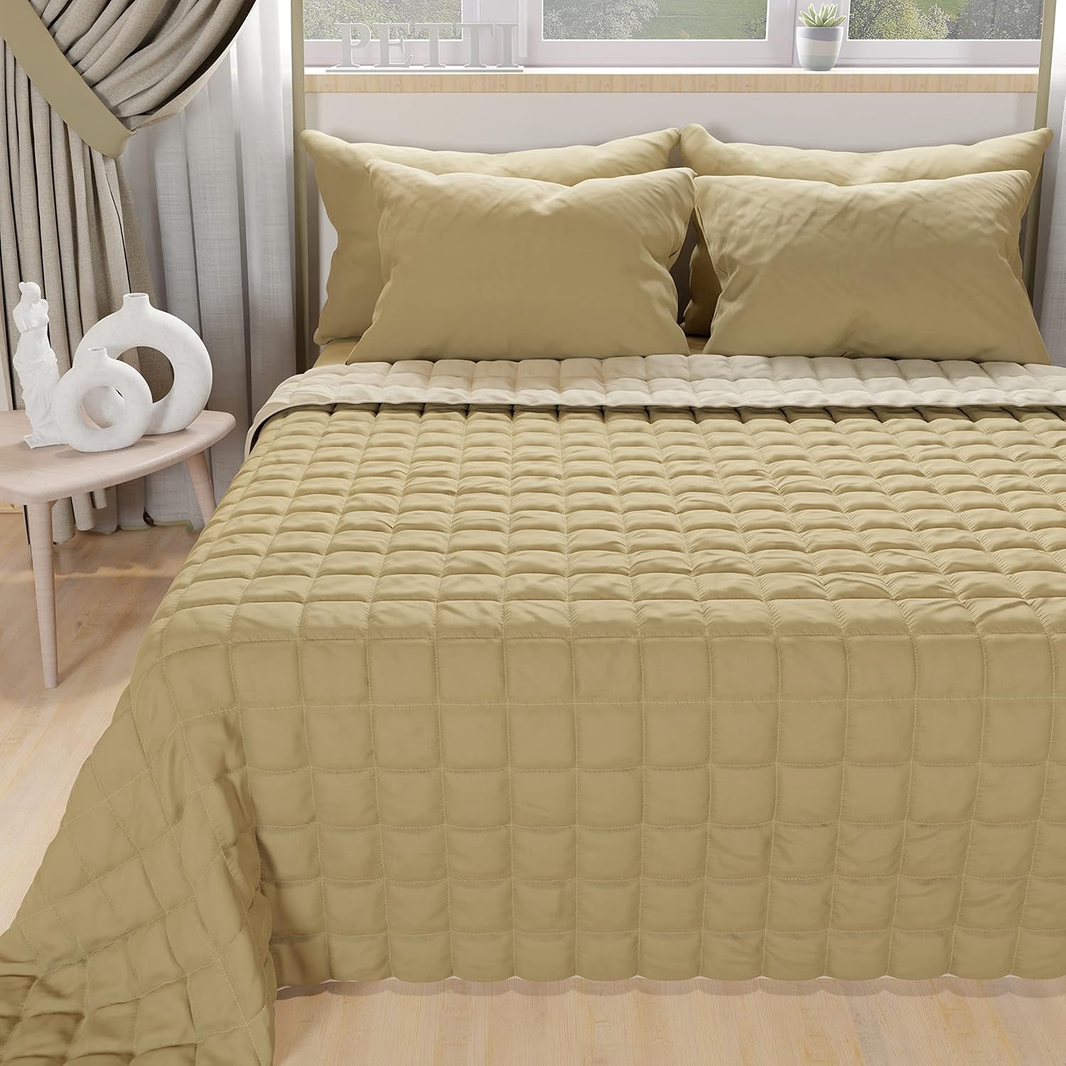 PETTI Artigiani Italiani – Einzelbettbezug, doppelseitige Bettdecke, Federkerndecke, Mitternachtsblau, Weiß, 100 % Made in Italy