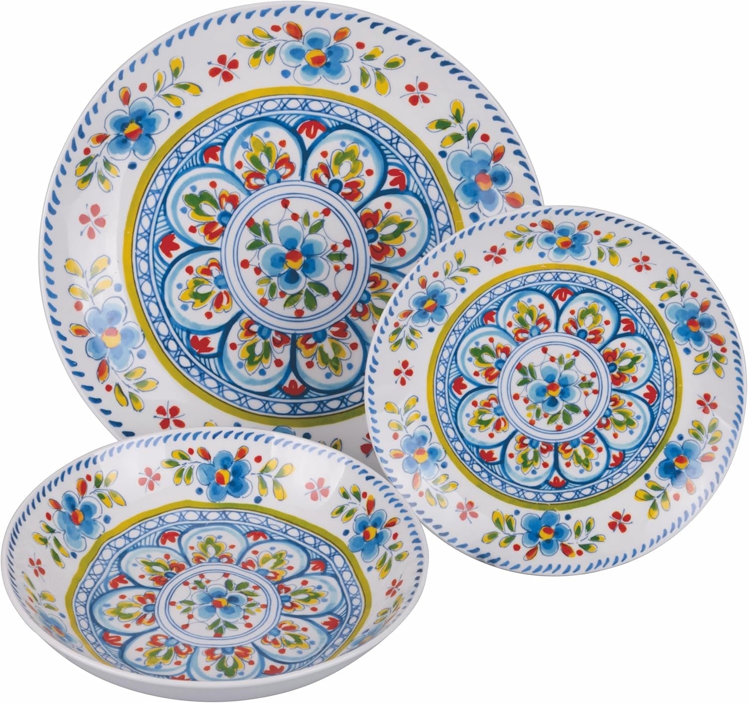 18-teiliges Tafelservice aus Porzellan, 6 verschiedene Tellersets, Andalusien