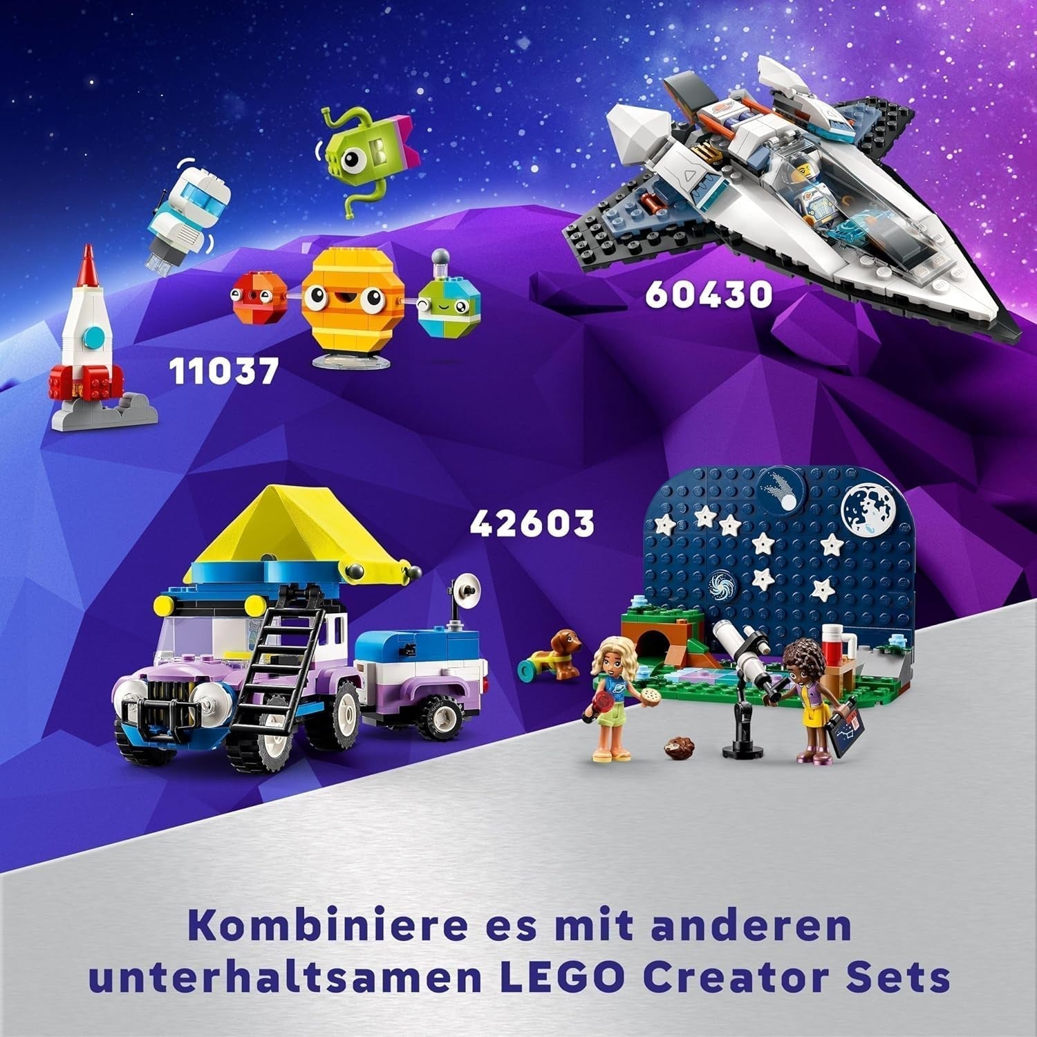 LEGO Friends Stargazer Campingfahrzeug-Set mit Geländefahrzeug und Spielzeugteleskop, Geschenk für Mädchen und Jungen ab 7 Jahren, inklusive Spielfiguren Nova, Aliya und einem Hund 42603 Bausets Besuchen Sie den LEGO-Store