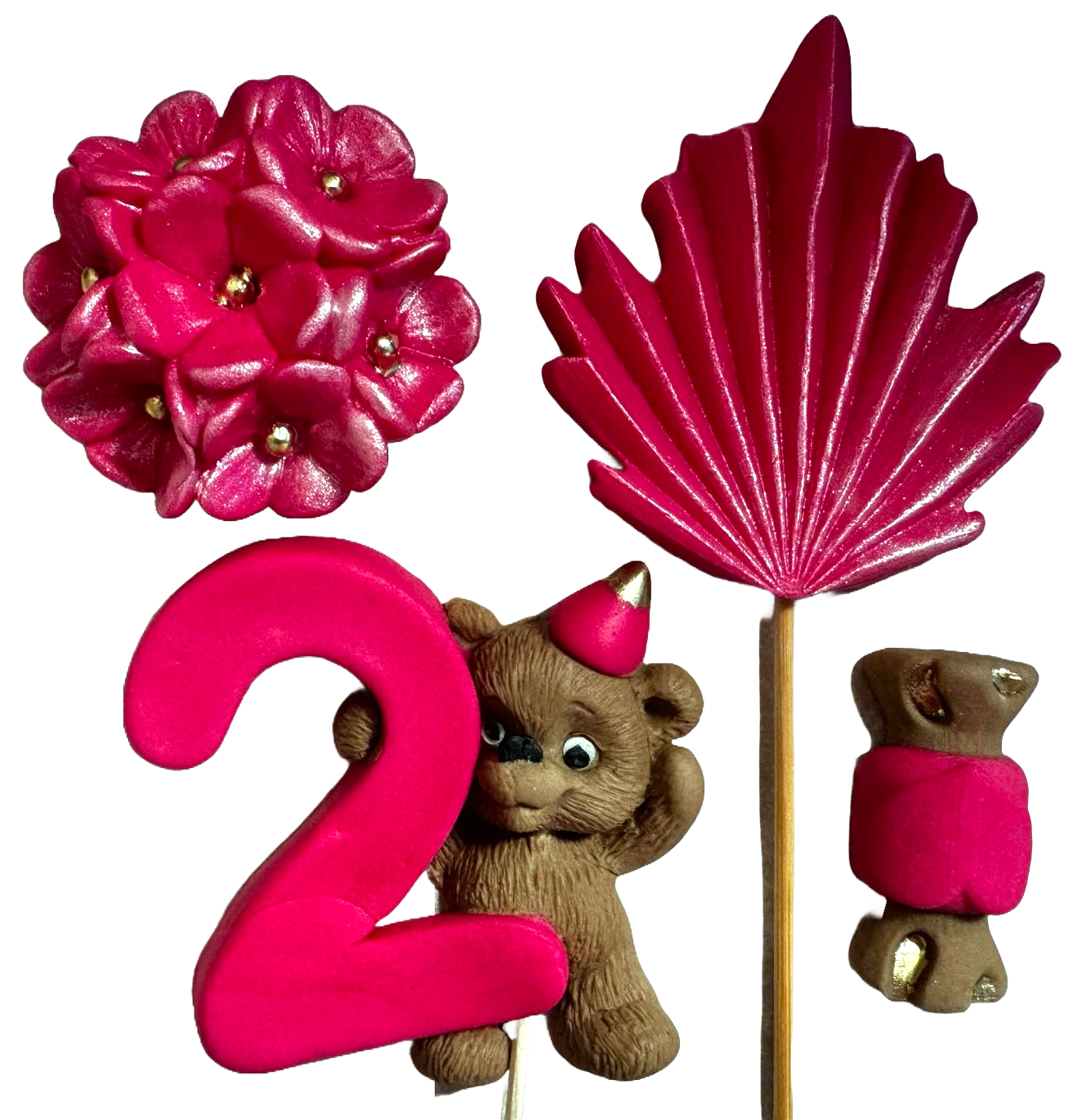 Set mit 4 essbaren Zuckerdekorationen, 2 JAHRE Zuckerpastendekorationen Naty Shop