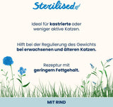 Almo Nature Functional – Sterilised – Nassfutter für erwachsene und ausgewachsene Katzen, sterilisiert oder weniger aktiv – mit Rindfleisch – fettarm, feuchtigkeitsspendend – 70 g (30 Stück)