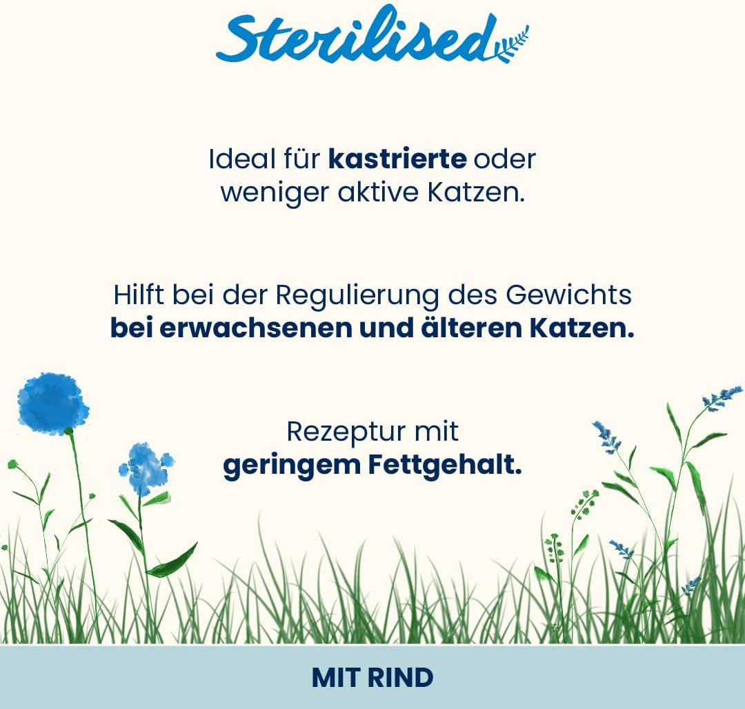 Almo Nature Functional – Sterilised – Nassfutter für erwachsene und ausgewachsene Katzen, sterilisiert oder weniger aktiv – mit Rindfleisch – fettarm, feuchtigkeitsspendend – 70 g (30 Stück)
