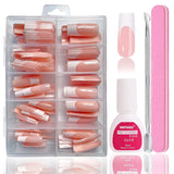 Ballerina-Kunstnägel-Set – 240-teiliges zartes Flieder-Rosa-Kunstnägel-Set, vollflächiger Kleber auf Kunstnägeln, Set mit künstlichen Nagelspitzen für Maniküre und Nagelkunst für Frauen und Mädchen (Lavendelrosa)