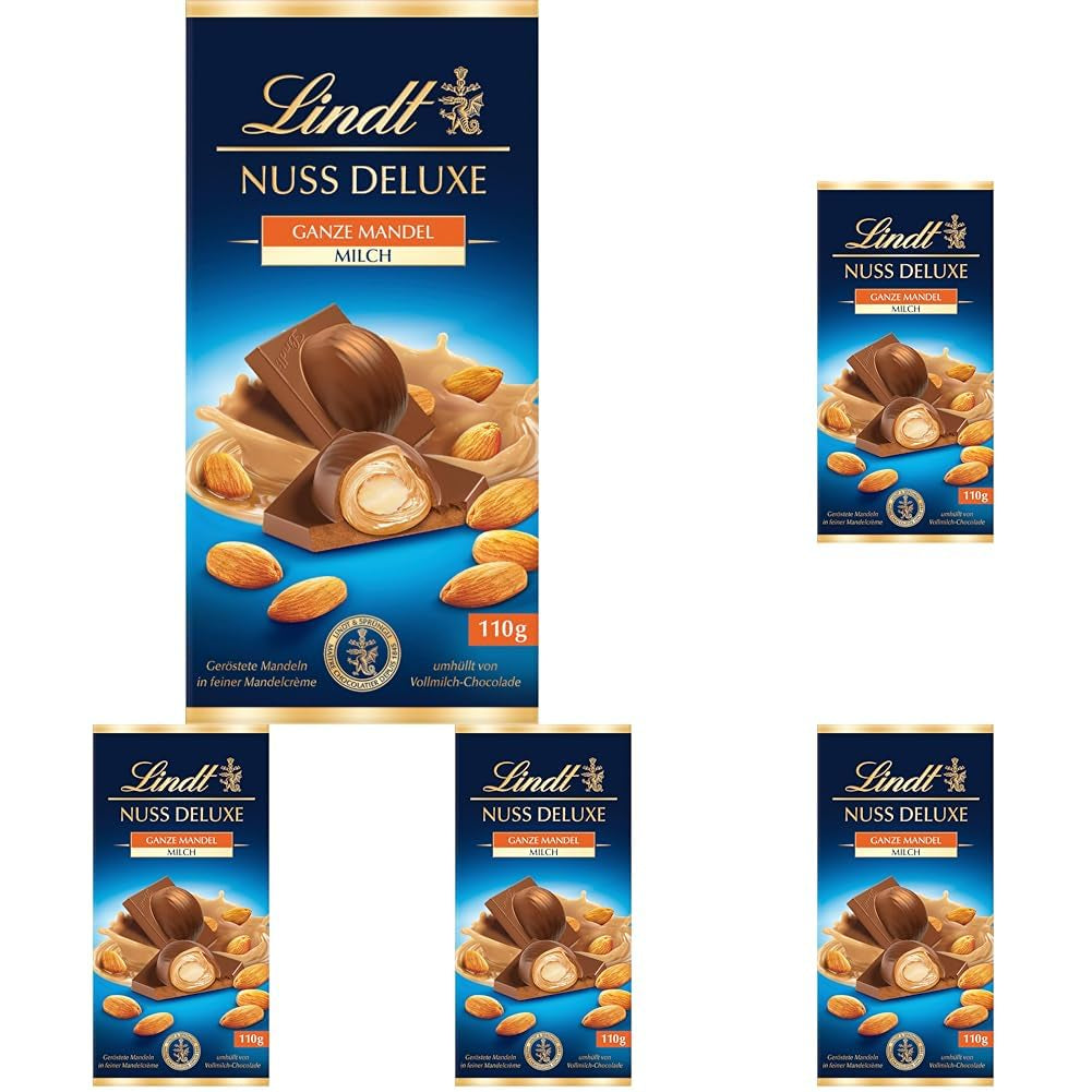 Lindt-Schokolade | NUT DELUXE Schokoriegel mit Milch und Mandeln | 110g | Milchschokolade mit gerösteten Mandeln in einer zarten Mandelcreme | Schokoladenriegel
