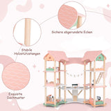 FANTASK Puppenhaus aus Holz, 85 cm hoch, 7-Zimmer-Puppenhaus mit 32 Möbeln und Zubehör, Puppenhaus mit Strickleiter, Puppenhaus-Geschenk für 3-jährige Mädchen (Modell 3) Naty Shop Puppenhäuser