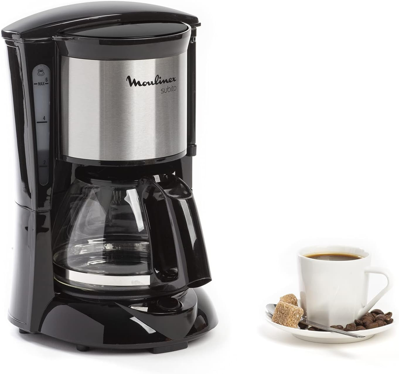 FG150813 Subito Kaffeemaschine, 6 Tassen, Schwarz/Edelstahl