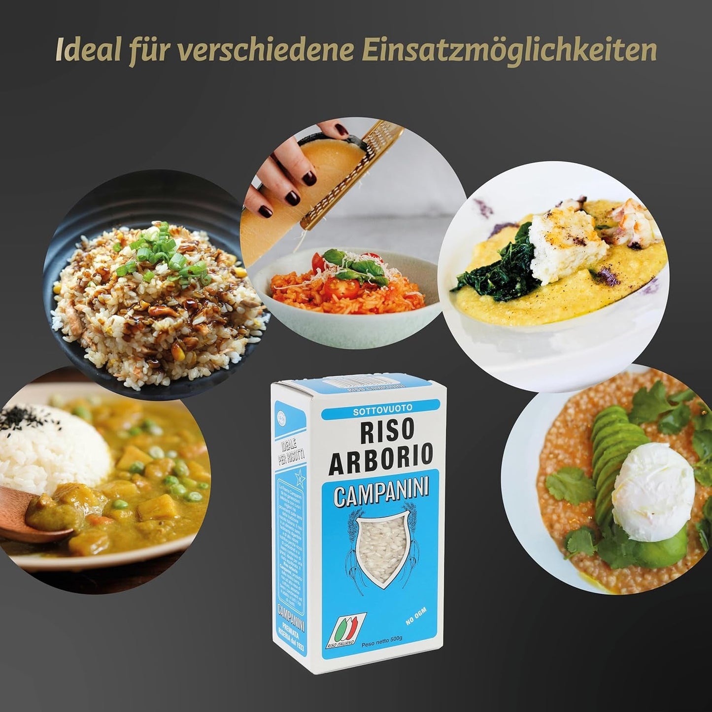‎Risera Campanini Risottoreis 500 g – Italienischer Risottoreis, Arborio Riso Reis, Cremiges Risotto