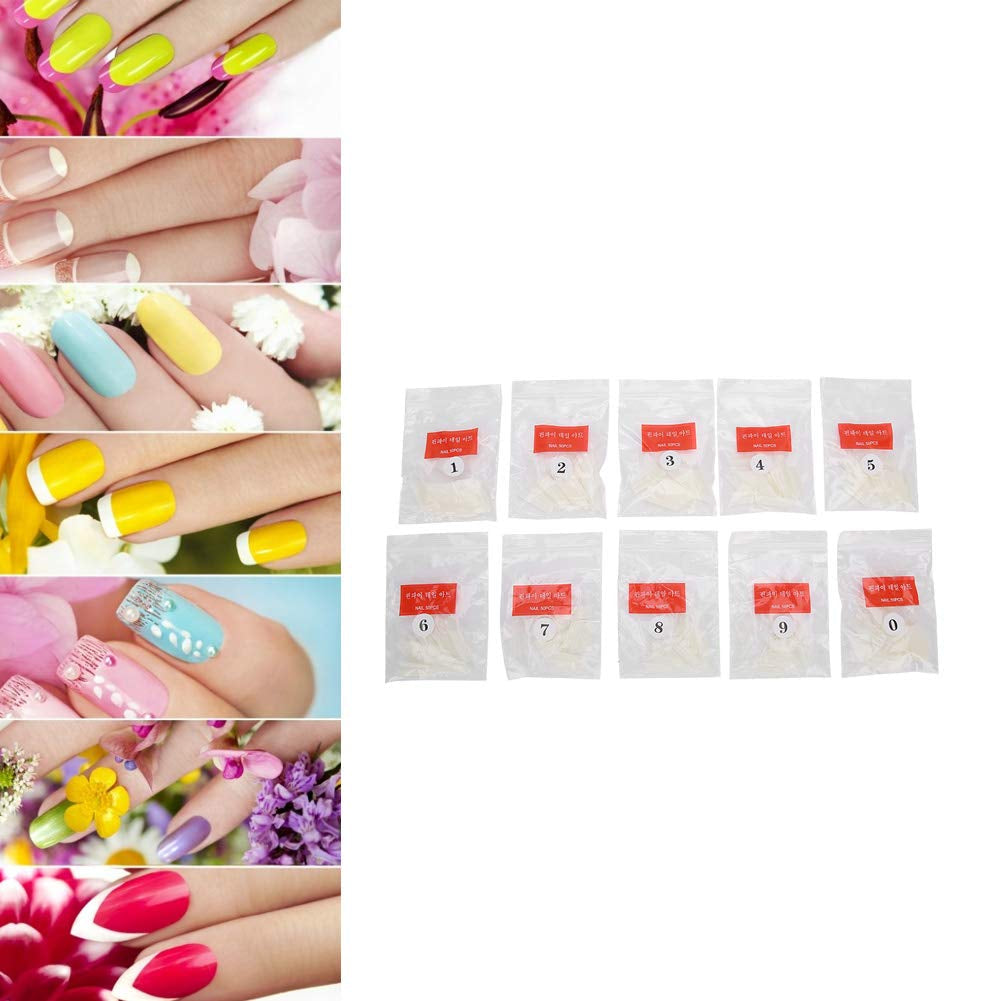 500 Stück künstliche Nagelspitzen, natürliche französische künstliche Nagelspitzen für Maniküre, L, DIY künstliche Nägel, ovales UV-Gel, Nagelzubehör für Frauen und Mädchen (natürliche Farbe)