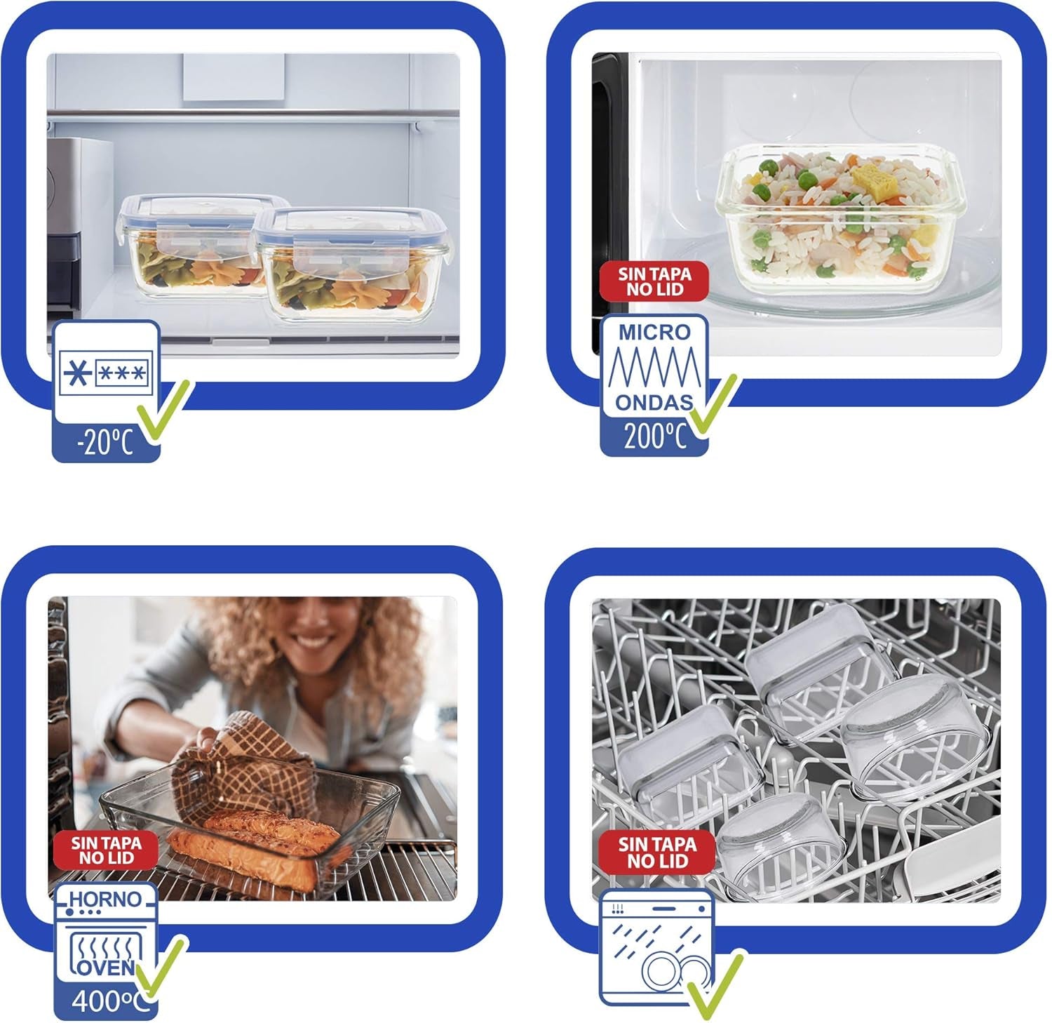 Max Home 8er-Pack luftdichte Glasbehälter, Mikrowellen-Lunchbox aus Glas, wiederverschließbare Lebensmittelbehälter, 550 ml, transparente Deckel, Lebensmittelbehälter (16538), Aufbewahrungsboxen für Lebensmittel, Naty Shop