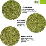 Mate Bio-Teeset ● 3 Mate-Sortimente + 2 doppelwandige Mate-Becher aus Edelstahl + 2 Bombillas + Zubereitungsanleitung (Schwarz)