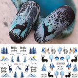 3D-Weihnachts-Nagelaufkleber, selbstklebend, Wassertransfer, Weihnachtsbaum, Schneeflocke, Elch, Pinguin, Weihnachts-Nagelkunst, Winter-Nageldesign, Weihnachtsaufkleber, Nagelzubehör