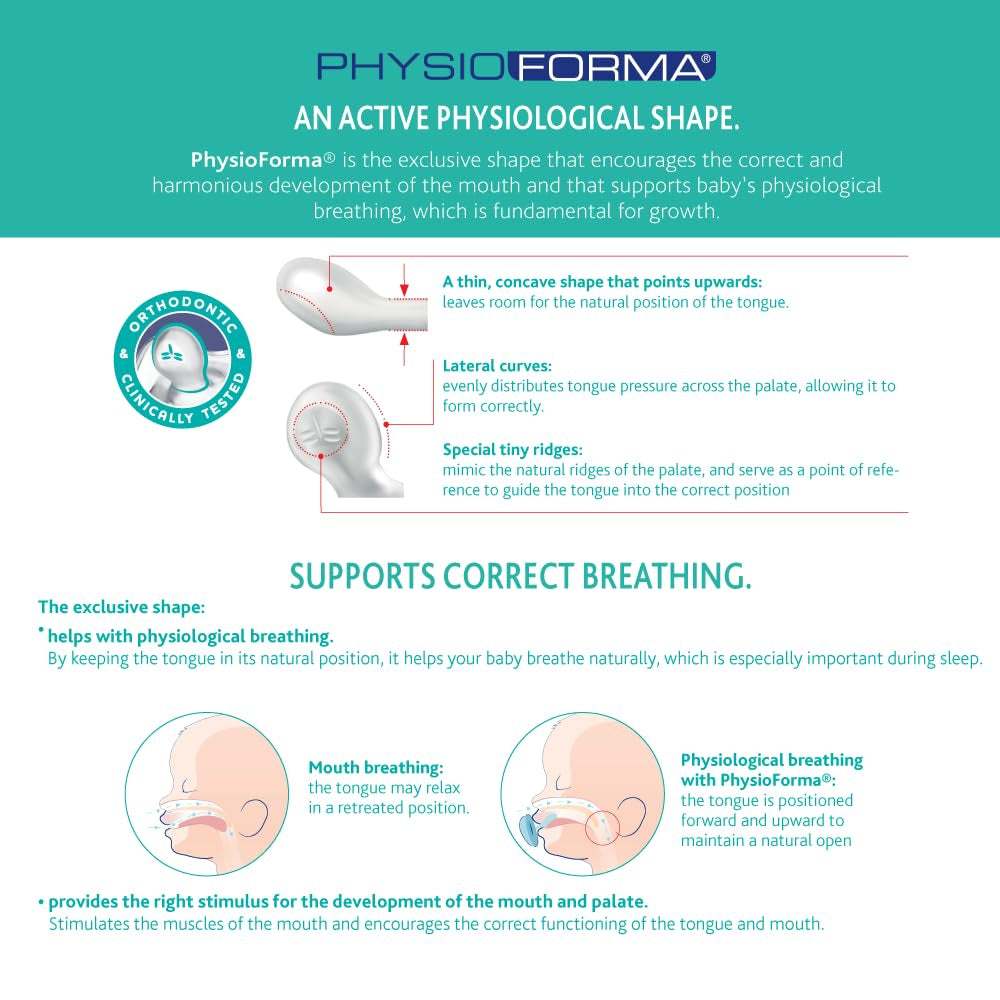 Chicco PhysioForma Comfort Schnuller 6-16 Monate, 1 Stück, Schnuller mit Silikonsauger, unterstützt die physiologische Atmung und fördert die korrekte orale Entwicklung, blau
