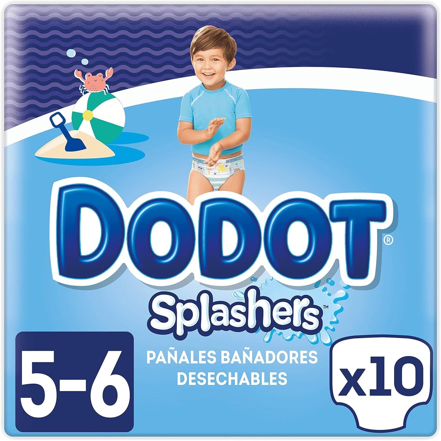 Splashers Badewindeln, 10er-Pack, ab 14 kg, aufblasbar und leicht zu entfernen, Größe 5