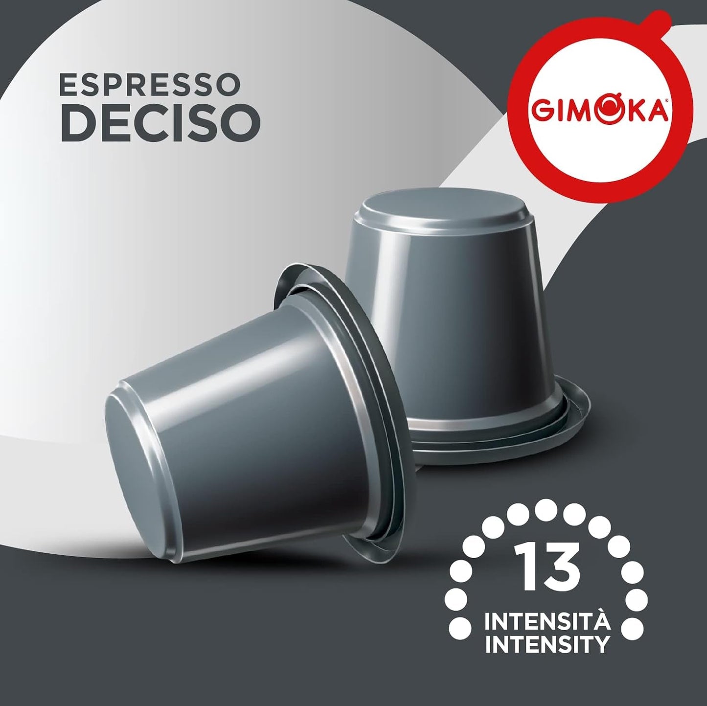 Gimoka Kaffeekapseln Espresso Deciso, Intensität 13/13-100 Kapsel – kompatibel mit Nespresso* Haushalts-Espressomaschinen – 100 Stück (10 x 10 Getränke) – hergestellt in Italien