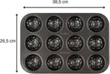 Zenker 12Er Muffinform – Muffinbackblech Für Muffins Und Cupcakes Aus Der Serie Soccer Baking– Hitzebeständiges 12Er Muffinblech Mit Antihaftbeschichtung, Schwarz Formen und Bleche zum Backen Naty Shop