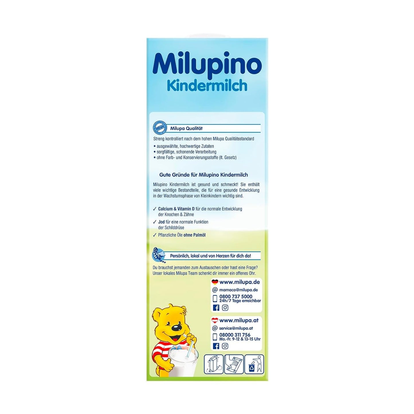 Milupa Milupino Trinkfertige Wachstumsmilch (6x1L), ab 1 Jahr, für Kleinkinder in der Wachstumsphase