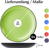 MIAMIO – Set mit 6 Tellern/Speisetellern aus Keramiksteinzeug – Le Papillon-Kollektion (bunt, kleine Teller (6x))