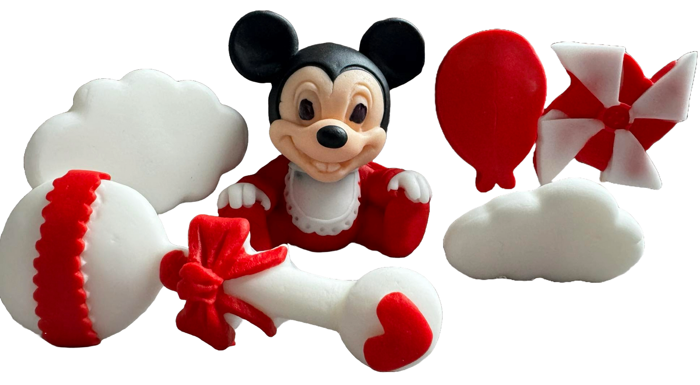 Set mit 6 essbaren Zuckerdekorationen, Mickey Mouse Zuckerpastendekorationen Naty Shop
