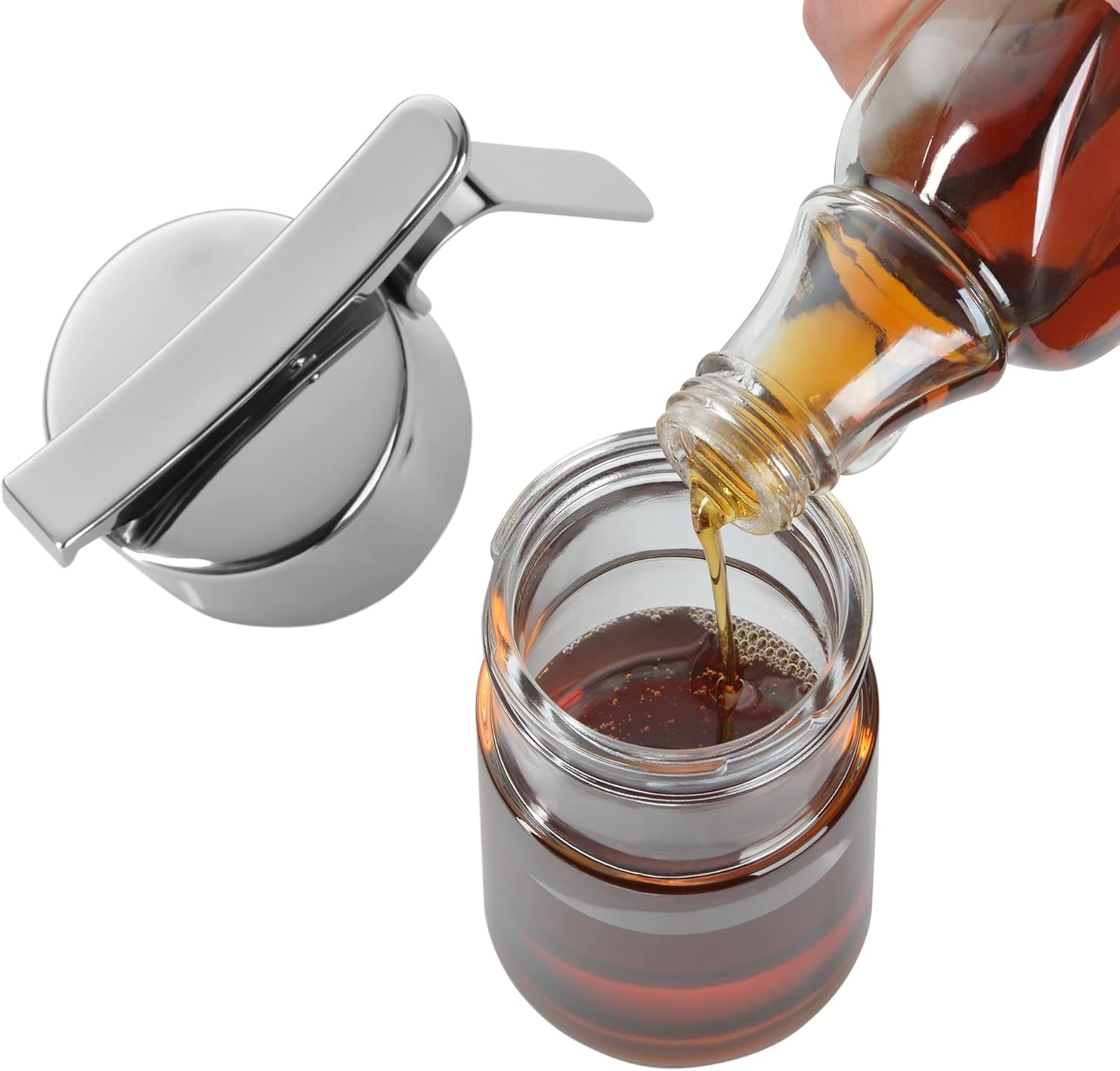 WMF Barista Sirup-/Honigspender 240ml, Vorratsdose & Depot aus Glas 1l, Höhe 21,5 cm, Vorratsdose mit Deckel, Kaffeebohnenbehälter, Müslidose, Frischhaltedose mit großer Einfüllöffnung Frischhaltedosen Naty Shop