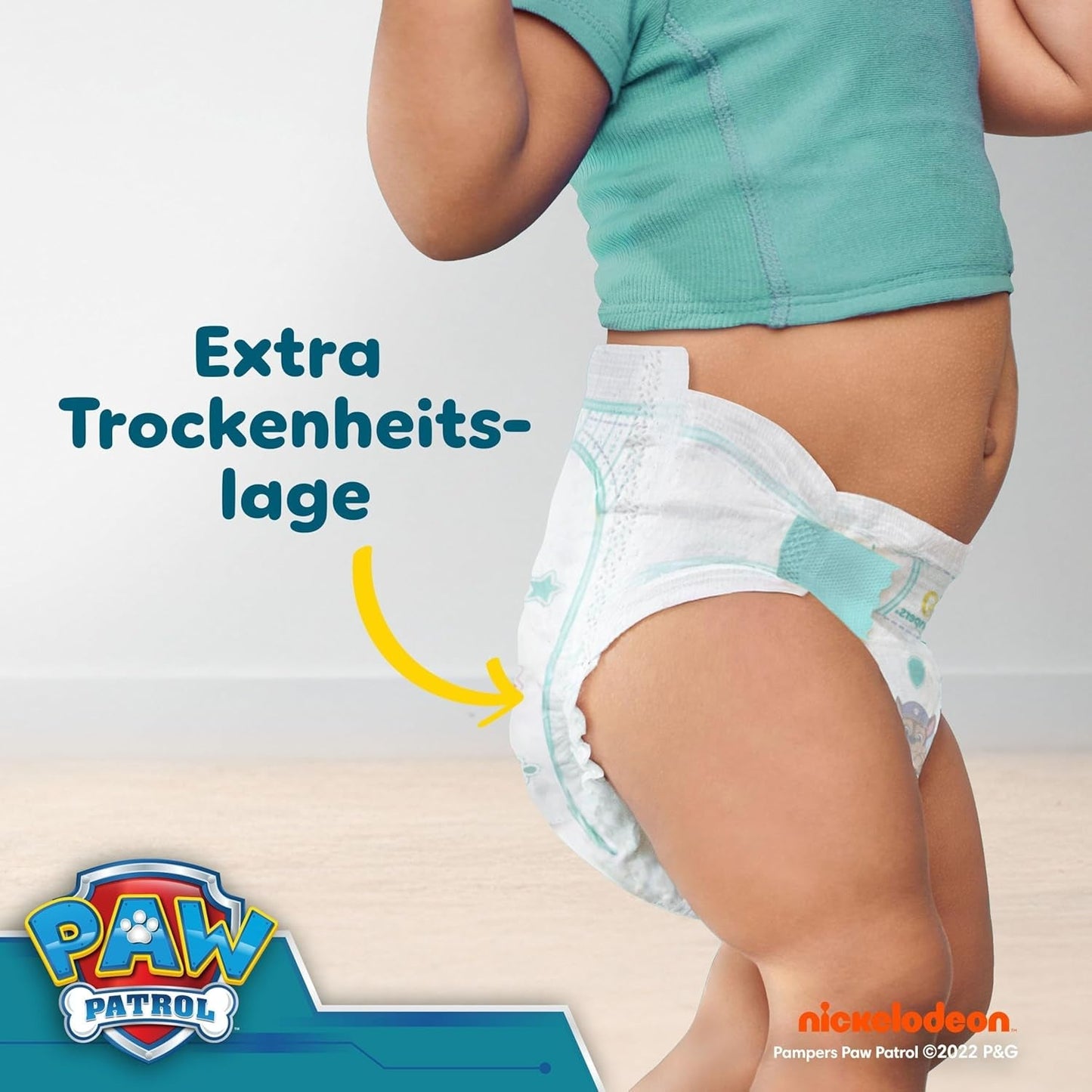 Pampers Baby-Dry Puppy Patrol Edition Windeln, Größe 4, 222 Windeln, 9 kg – 14 kg, bis zu 100 % Auslaufschutz und Komfort die ganze Nacht