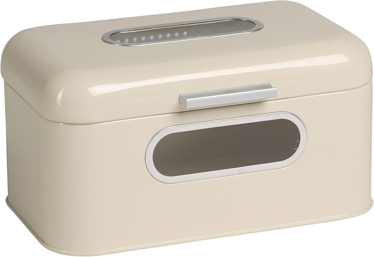 ECHTWERK Retro-Brotkorb aus Metall mit Sichtfenster und Deckel, Set mit 3 stilvollen Aufbewahrungsboxen, 1,4 l Fassungsvermögen, rote Lebensmittelaufbewahrungsboxen Naty Shop Cream S Single