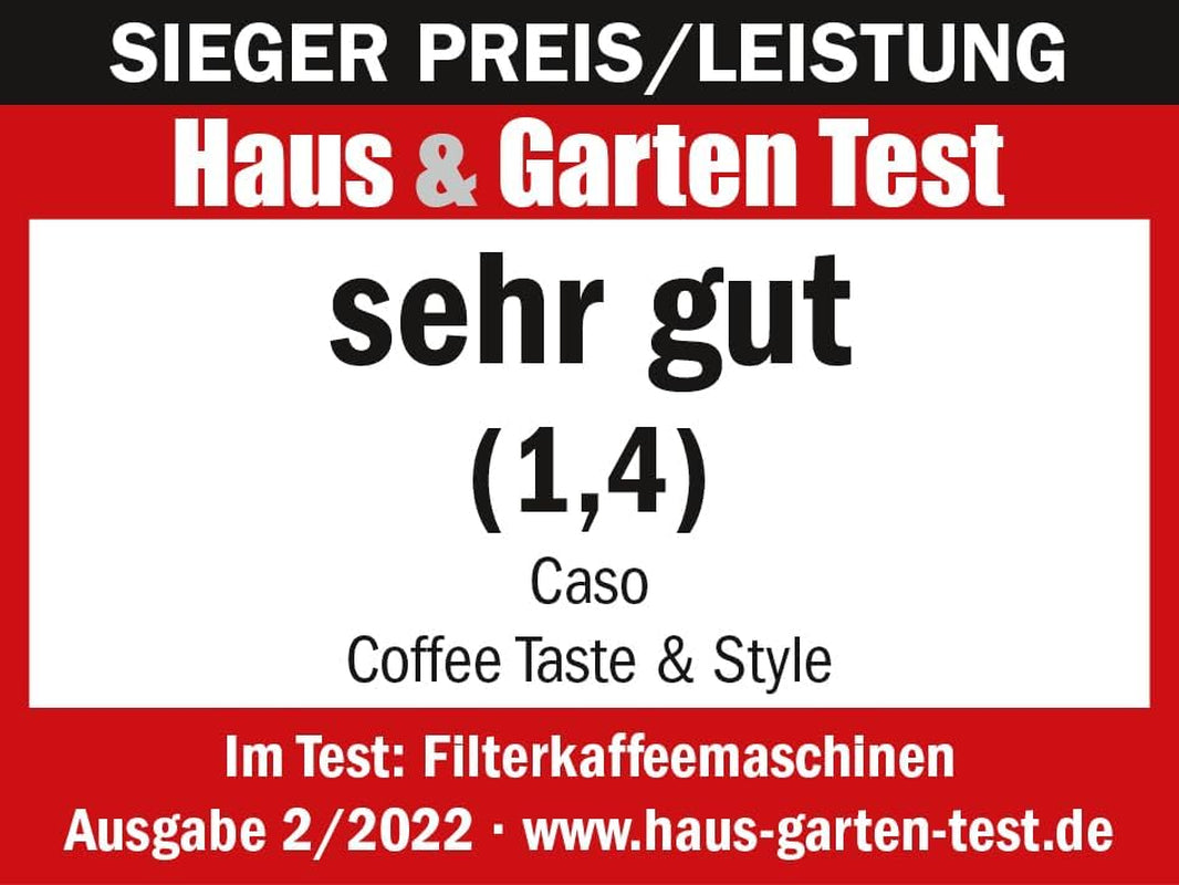 CASO Coffee Taste and Style Espressomaschine mit Permanentfilter, 1,5 l, optimale Brühtemperatur 92-96 °C, Anti-Tropf-System, optimierter Brühkopf, Edelstahl, 12 Tassen