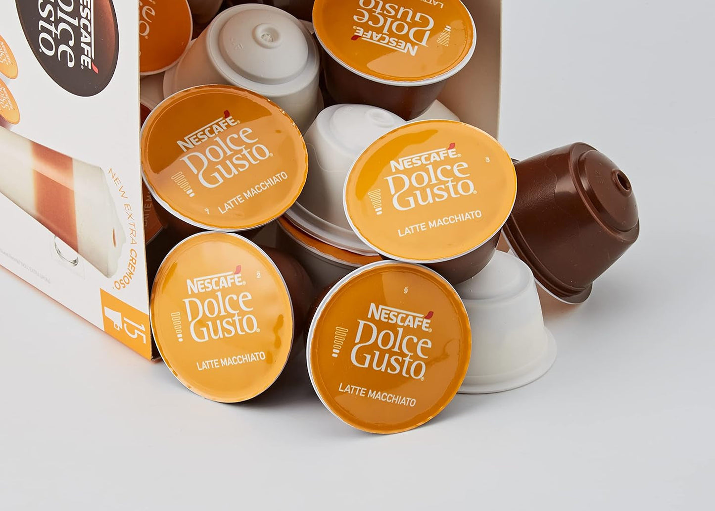 Latte Macchiato Vorratsbox 90 Kaffeekapseln (Aromatischer Espresso, 3-Schichten-Köstlichkeit aus feinem Milchschaum & Cappuccino