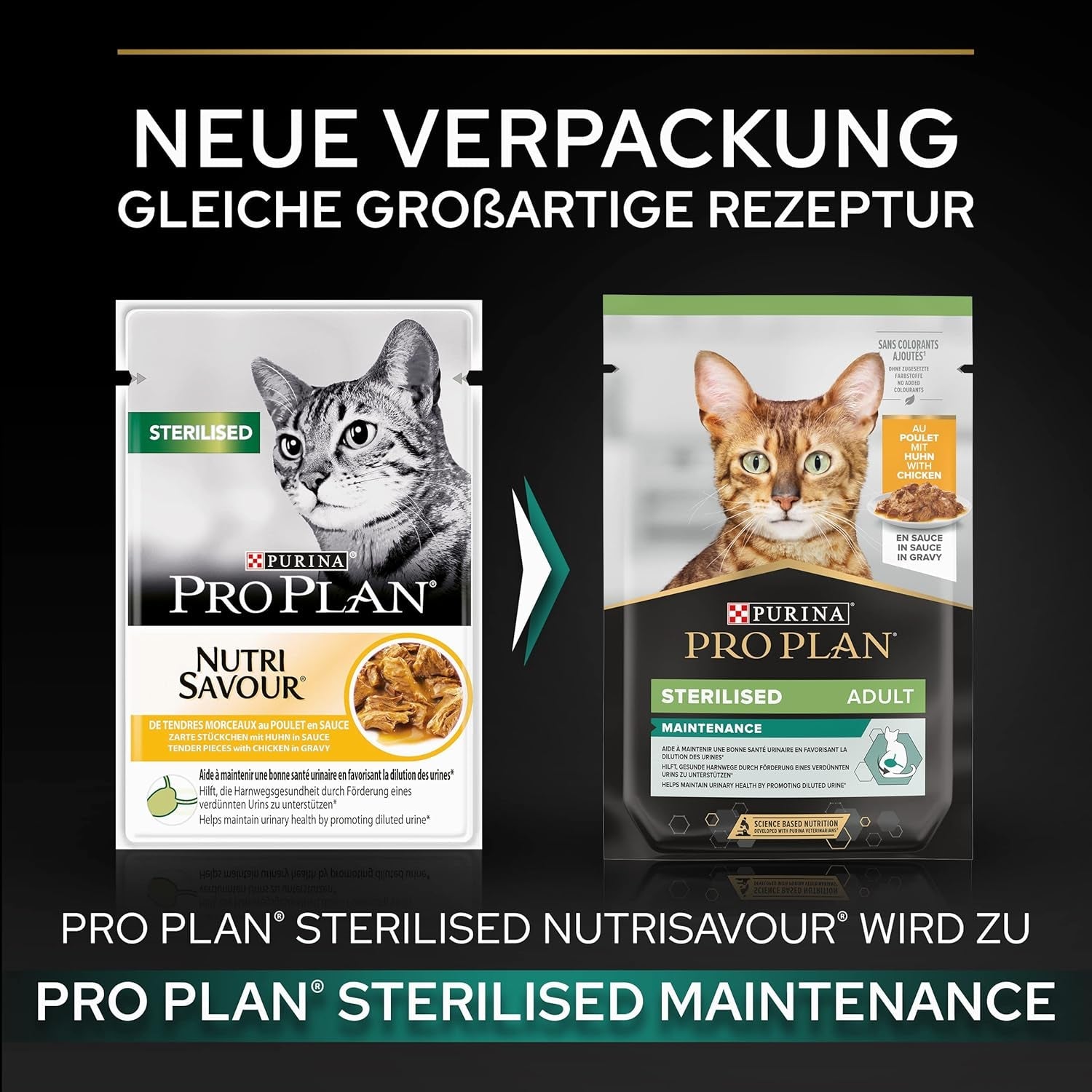 Pro Plan sterilisiertes Nassfutter für ausgewachsene Katzen mit Küken, 26er Packung (26 x 85g)