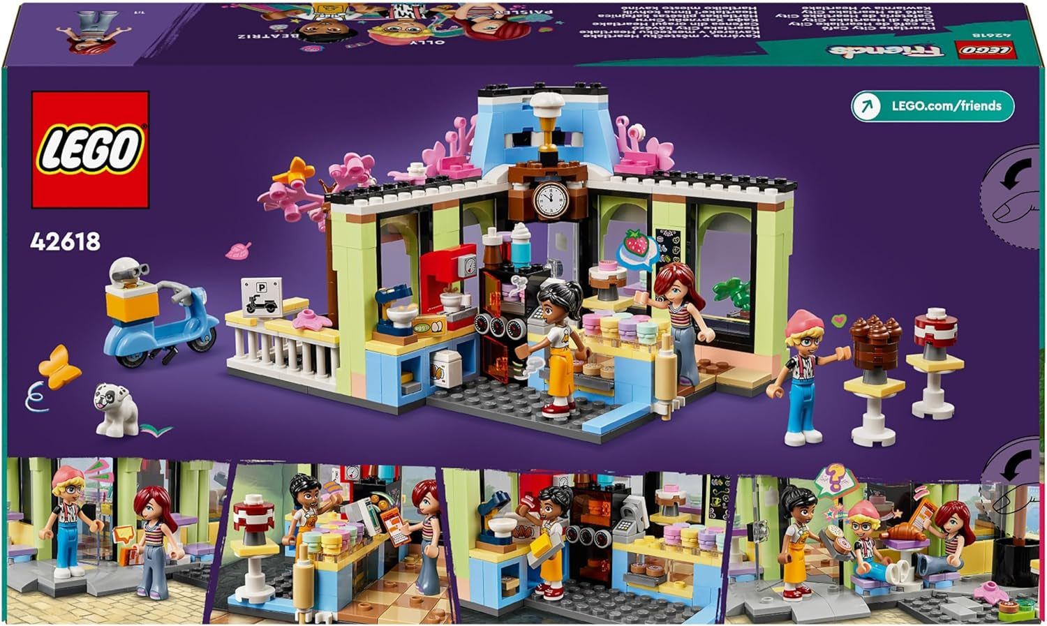 LEGO Friends Heartlake City Café, Kinderspielzeug, Spielzeugbäckerei, Geschenkidee für Mädchen und Jungen ab 6 Jahren, Set mit 3 Spielfiguren und Hundefigur 42618 Bausets Besuchen Sie den LEGO-Store