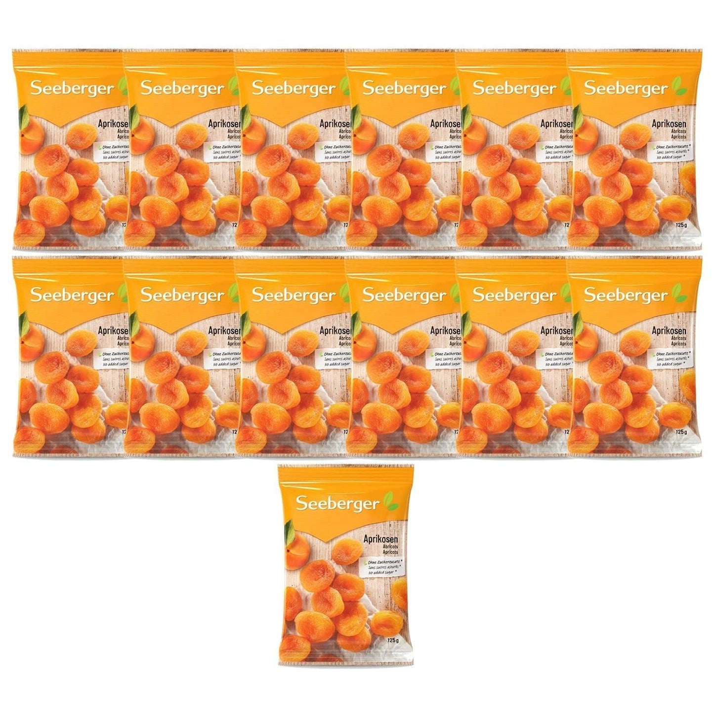 Seeberger Aprikosen: Extra große, sonnengereifte und leuchtend orangefarbene Aprikosen – süßer, fruchtiger Geschmack – zuckerfrei – getrocknet – entkernt, vegan (1 x 125 g) Naty Shop Dehydrierte Produkte