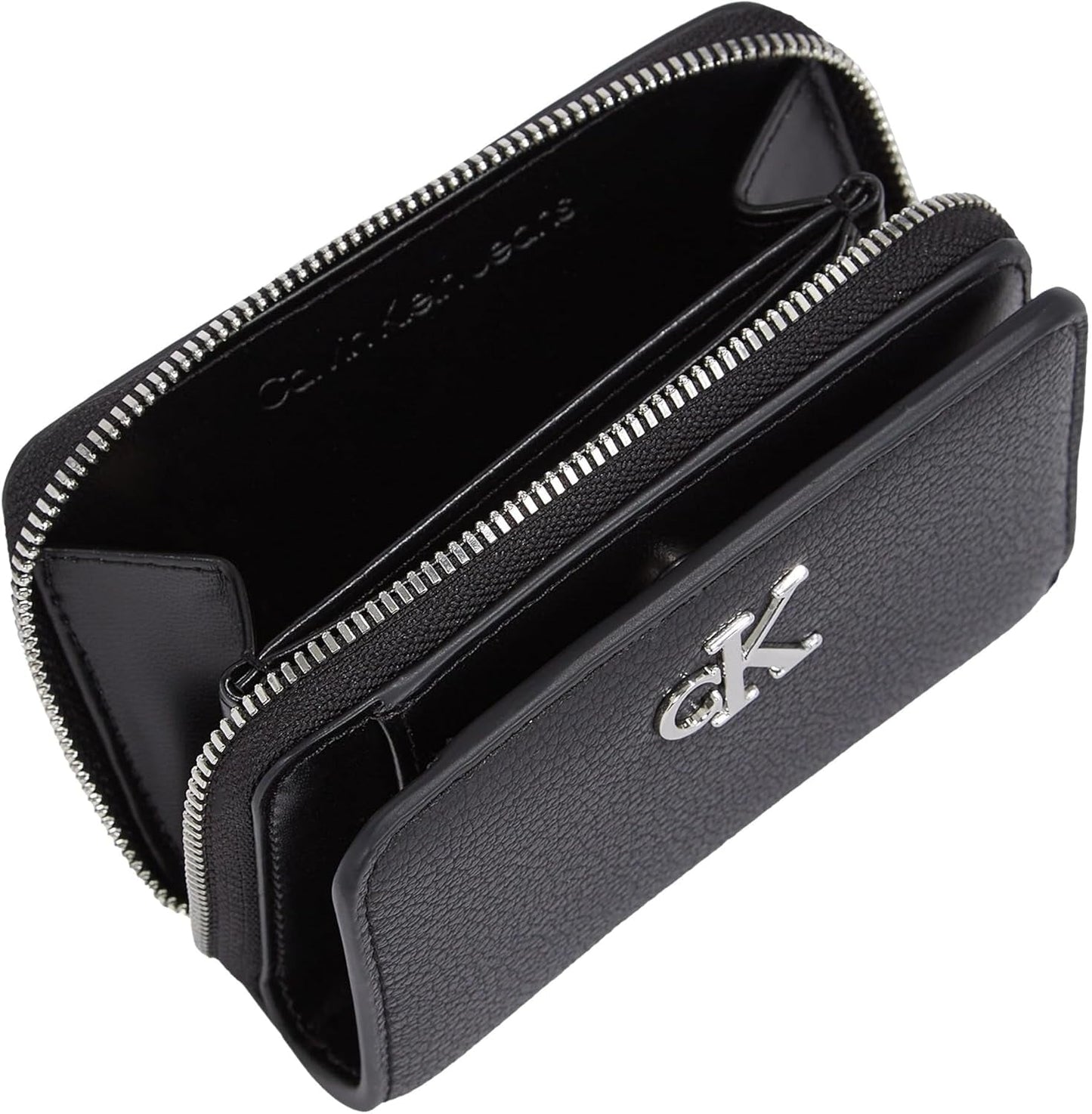 Calvin Klein Damen Minimal Monogram Zip Around Klein Portemonnaie, Schwarz (Schwarz), Einheitsgröße Naty Shop Damen Portemonnaie
