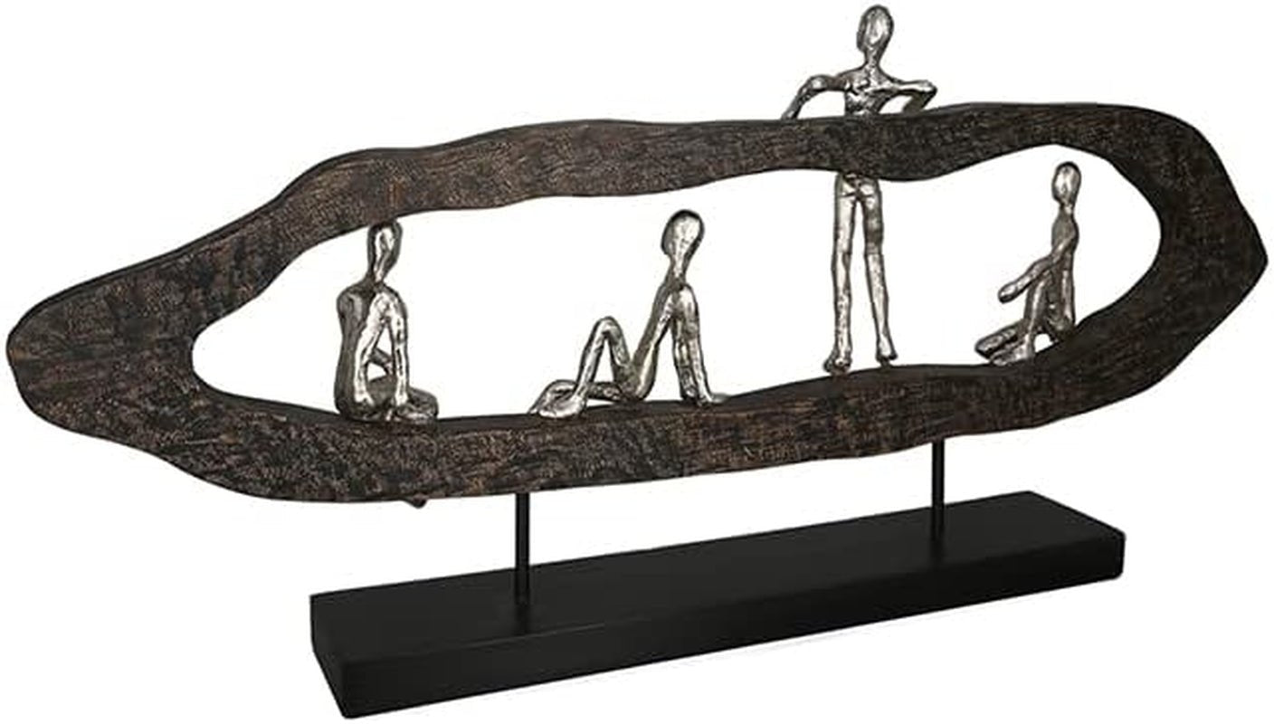 Casablanca modernes Design GILDE Deko Skulptur Figur - Best Friends - Hang Out Silber, Holz/Aluminium - Breite 75 cm Statuetten und Skulpturen Naty Shop