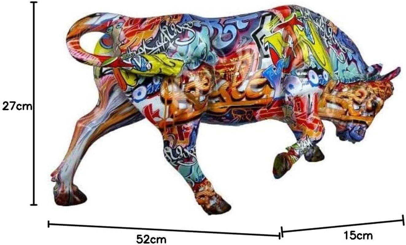 Casablanca dekorative Stier-Tierfigur - aus Kunstharz im Street-Art-Design - Farbe: mehrfarbig Höhe 27 cm Statuetten und Skulpturen Naty Shop